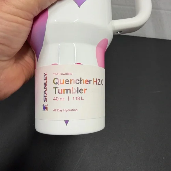 Stanley Pink and White Heart Quencher Tumbler - Picture 4 of 5